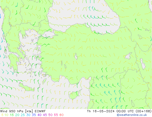 Rüzgar 950 hPa ECMWF Per 16.05.2024 00 UTC