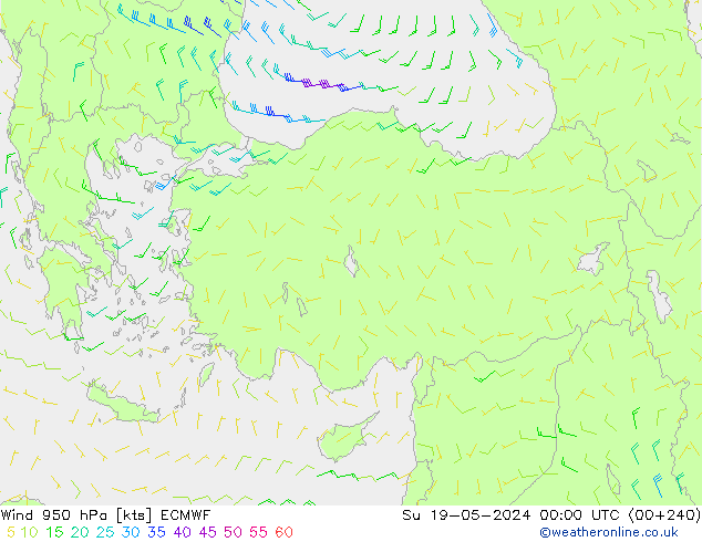 Vent 950 hPa ECMWF dim 19.05.2024 00 UTC