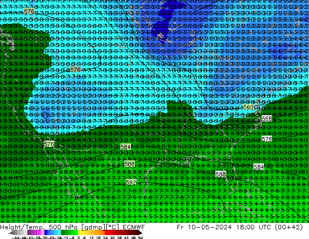 Z500/Regen(+SLP)/Z850 ECMWF vr 10.05.2024 18 UTC