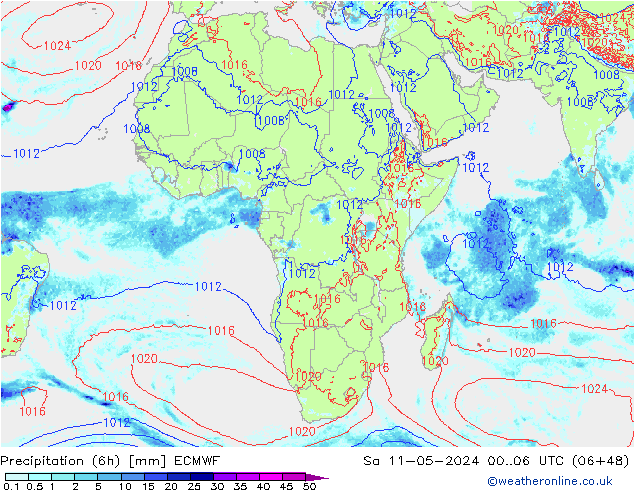 Z500/Rain (+SLP)/Z850 ECMWF sab 11.05.2024 06 UTC