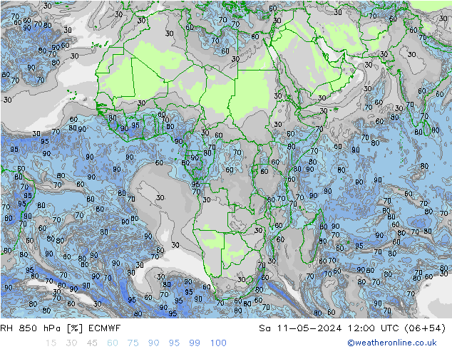 RH 850 hPa ECMWF Sa 11.05.2024 12 UTC