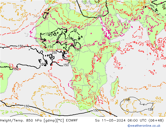 Z500/Rain (+SLP)/Z850 ECMWF сб 11.05.2024 06 UTC