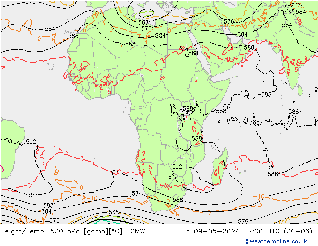 Z500/Rain (+SLP)/Z850 ECMWF Do 09.05.2024 12 UTC