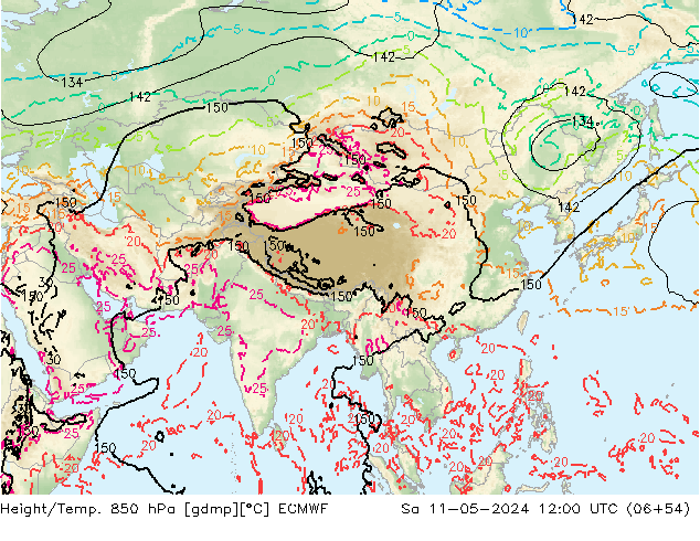 Z500/Yağmur (+YB)/Z850 ECMWF Cts 11.05.2024 12 UTC