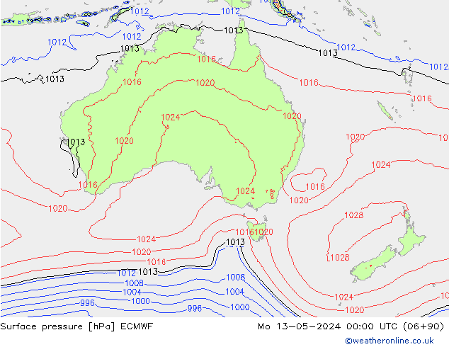 приземное давление ECMWF пн 13.05.2024 00 UTC