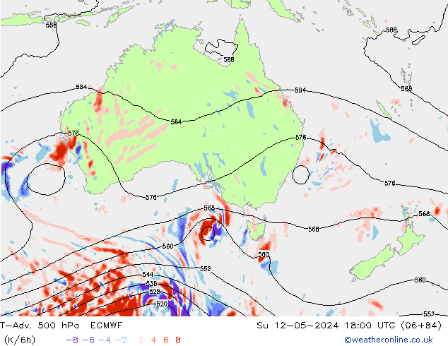 T-Adv. 500 hPa ECMWF dom 12.05.2024 18 UTC