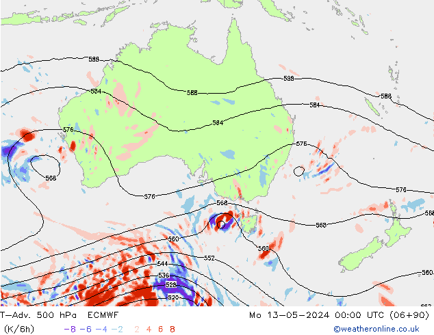 T-Adv. 500 hPa ECMWF Pzt 13.05.2024 00 UTC