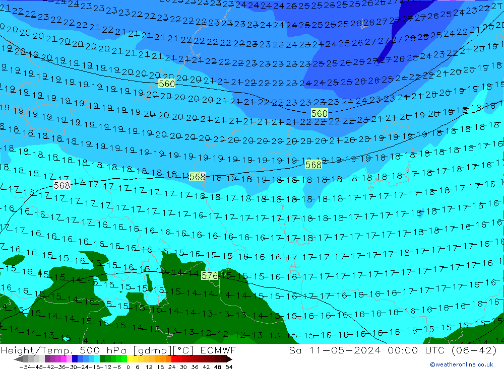 Z500/Rain (+SLP)/Z850 ECMWF Sáb 11.05.2024 00 UTC