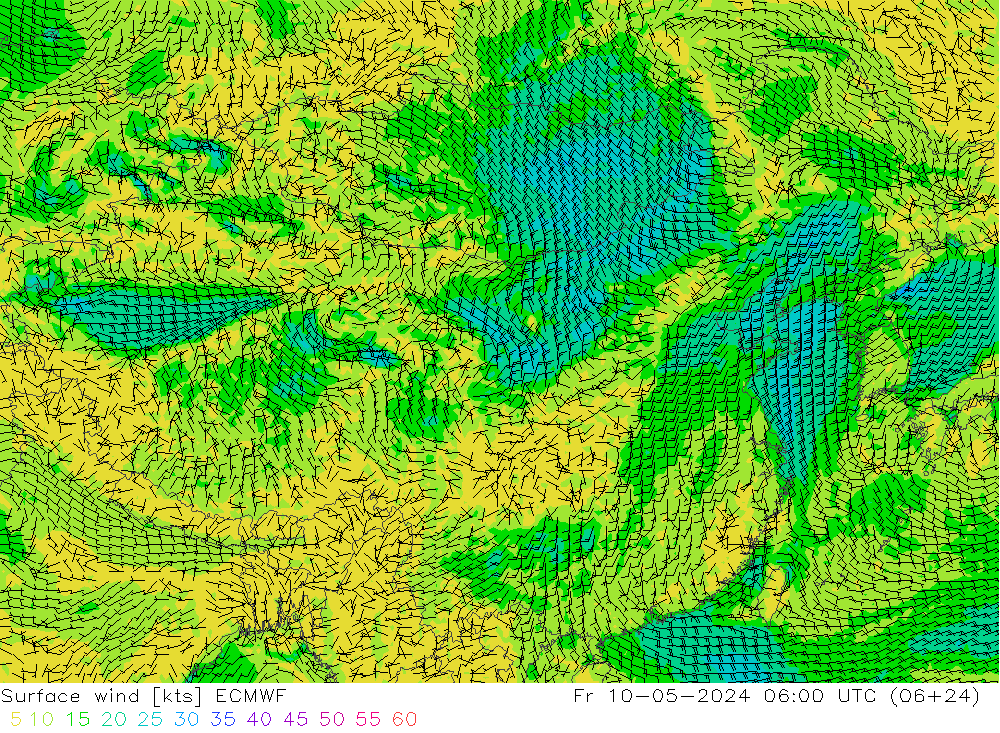 风 10 米 ECMWF 星期五 10.05.2024 06 UTC