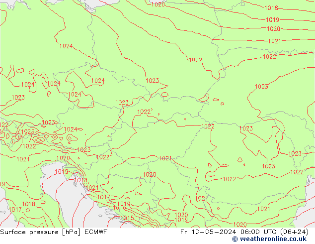 Pressione al suolo ECMWF ven 10.05.2024 06 UTC
