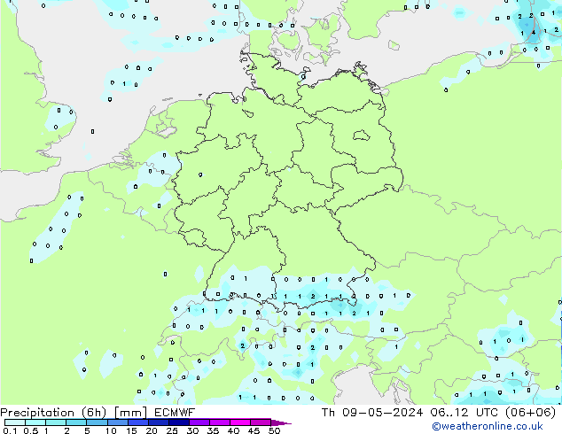 Z500/Rain (+SLP)/Z850 ECMWF 星期四 09.05.2024 12 UTC