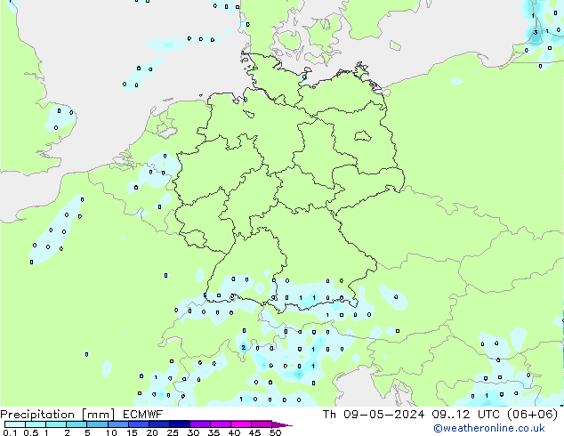 降水 ECMWF 星期四 09.05.2024 12 UTC