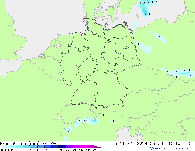 Precipitación ECMWF sáb 11.05.2024 06 UTC