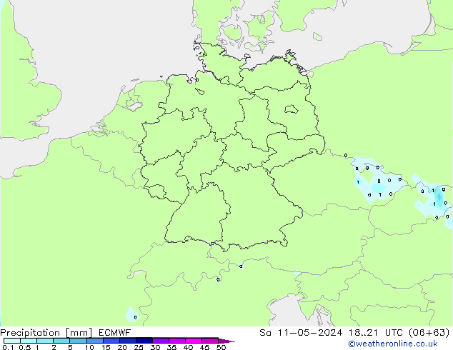precipitação ECMWF Sáb 11.05.2024 21 UTC