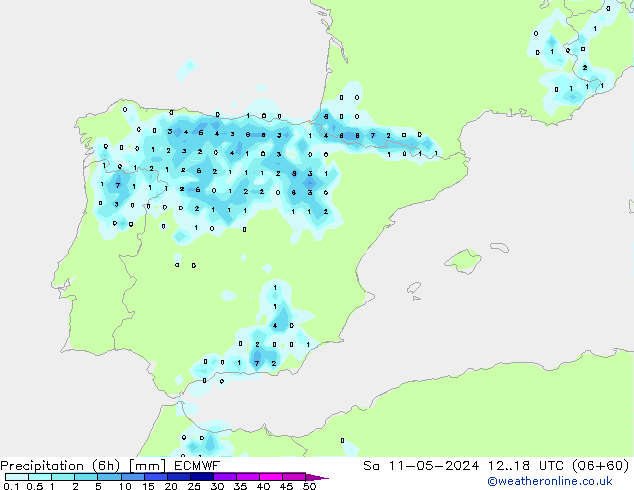 Z500/Rain (+SLP)/Z850 ECMWF sab 11.05.2024 18 UTC