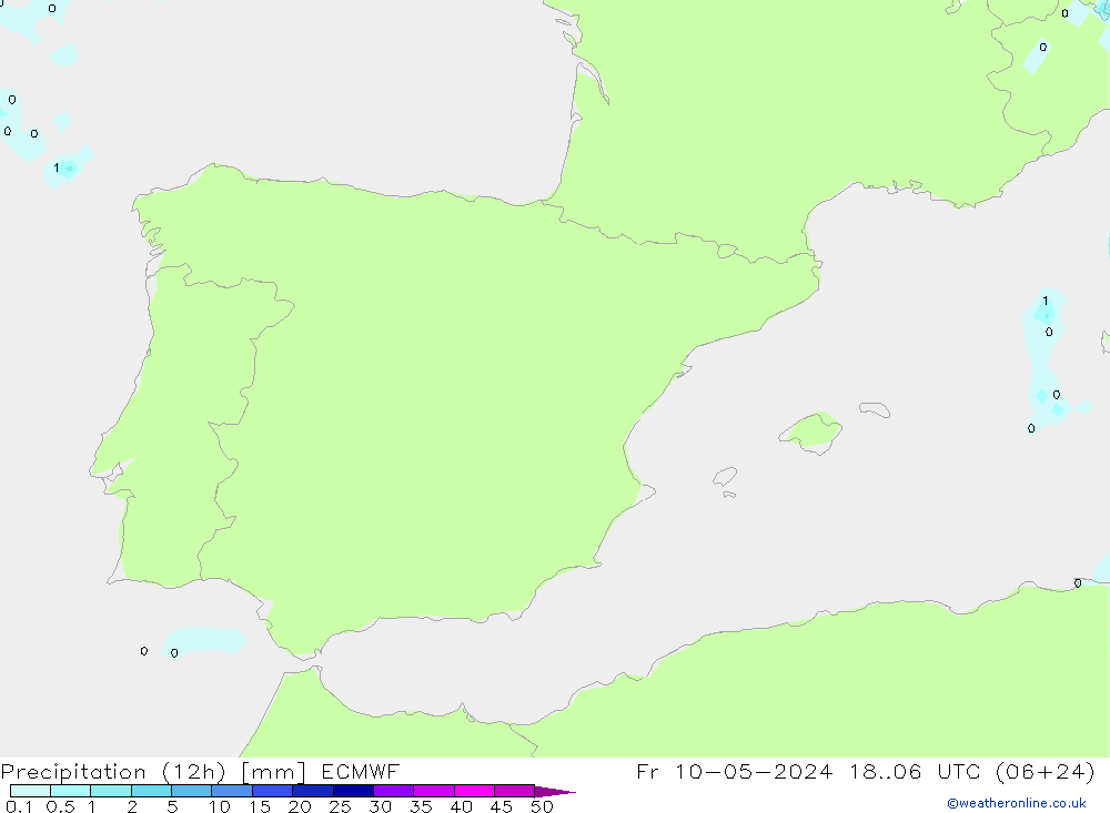 Precipitación (12h) ECMWF vie 10.05.2024 06 UTC