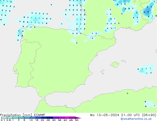 Precipitation ECMWF Mo 13.05.2024 00 UTC