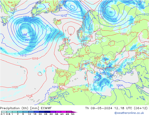 Z500/Yağmur (+YB)/Z850 ECMWF Per 09.05.2024 18 UTC