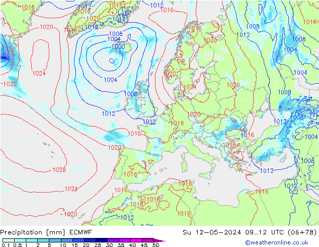 Niederschlag ECMWF So 12.05.2024 12 UTC