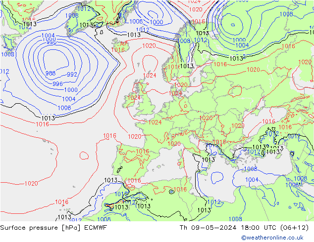 Luchtdruk (Grond) ECMWF do 09.05.2024 18 UTC