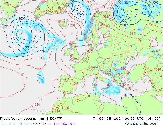 Toplam Yağış ECMWF Per 09.05.2024 09 UTC