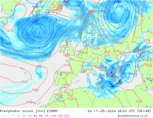 Precipitation accum. ECMWF so. 11.05.2024 06 UTC