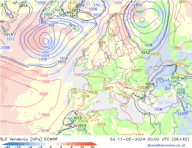 Drucktendenz ECMWF Sa 11.05.2024 00 UTC