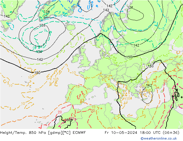 Z500/Rain (+SLP)/Z850 ECMWF ven 10.05.2024 18 UTC