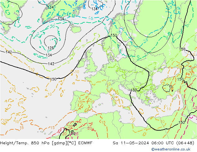 Géop./Temp. 850 hPa ECMWF sam 11.05.2024 06 UTC