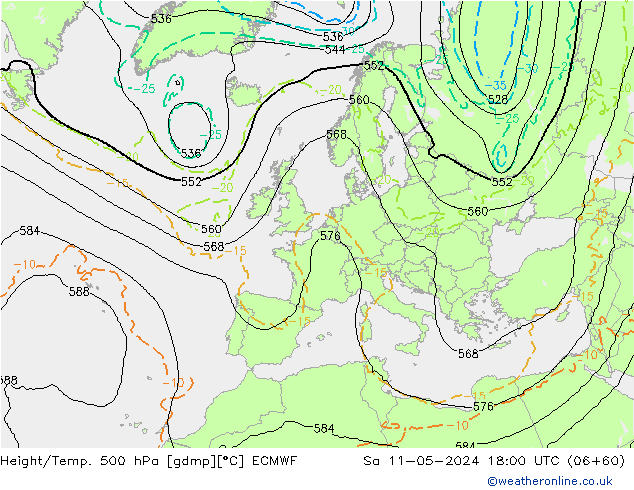 Z500/Yağmur (+YB)/Z850 ECMWF Cts 11.05.2024 18 UTC