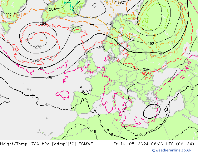 Height/Temp. 700 hPa ECMWF 星期五 10.05.2024 06 UTC