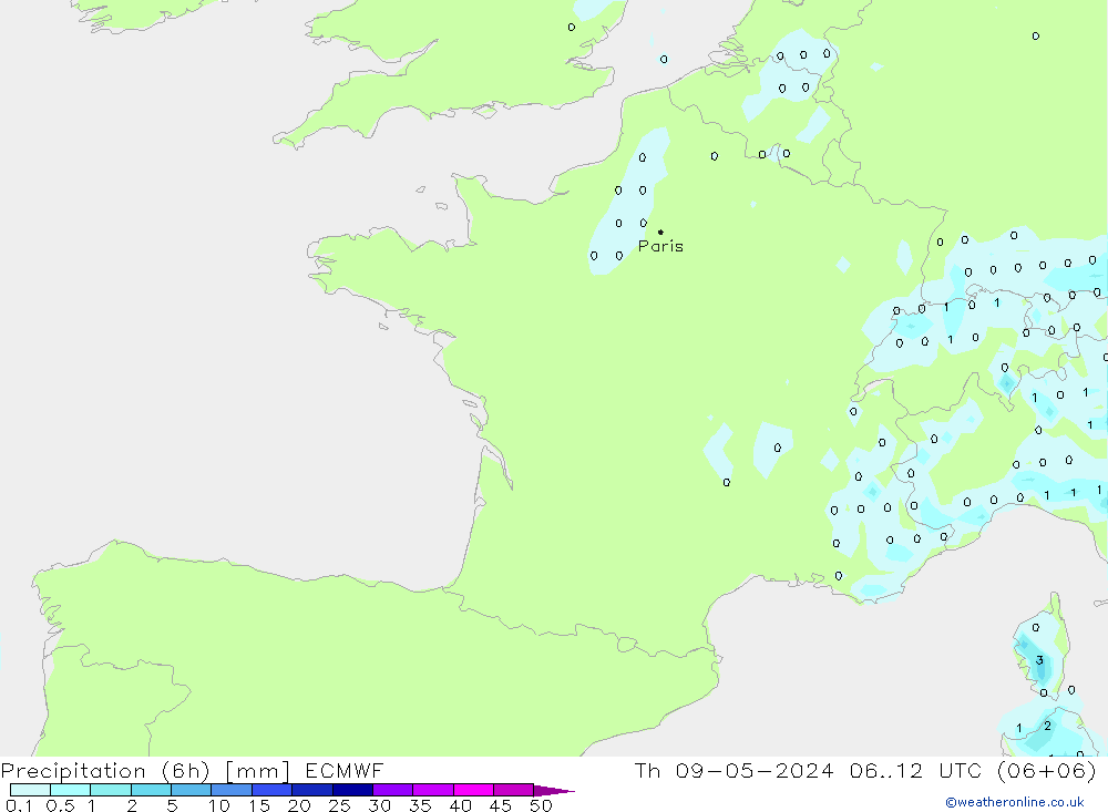 Z500/Rain (+SLP)/Z850 ECMWF  09.05.2024 12 UTC