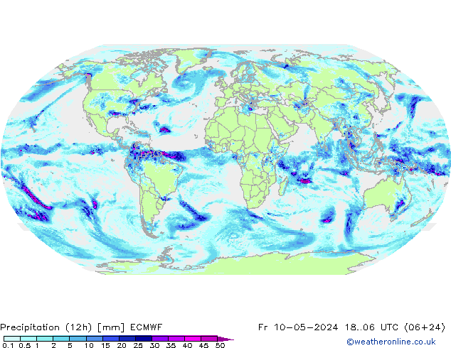 Precipitation (12h) ECMWF Fr 10.05.2024 06 UTC