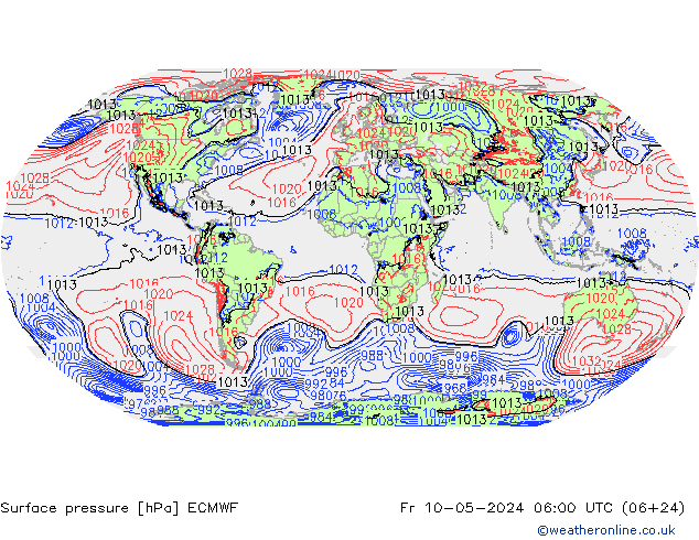 pressão do solo ECMWF Sex 10.05.2024 06 UTC