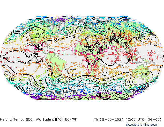 Z500/Rain (+SLP)/Z850 ECMWF 星期四 09.05.2024 12 UTC