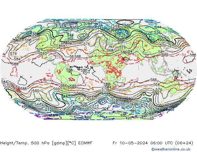 Z500/Rain (+SLP)/Z850 ECMWF ven 10.05.2024 06 UTC