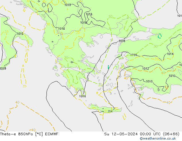 Theta-e 850hPa ECMWF dim 12.05.2024 00 UTC