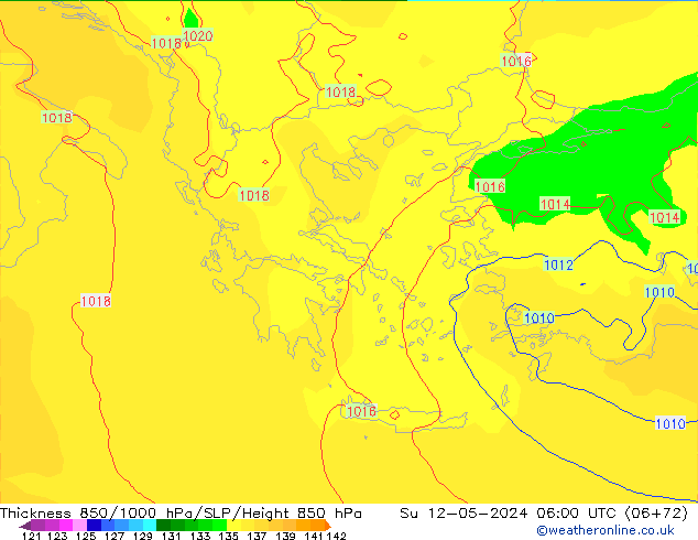 Thck 850-1000 hPa ECMWF dim 12.05.2024 06 UTC