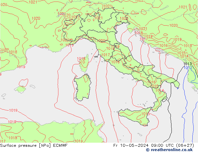pressão do solo ECMWF Sex 10.05.2024 09 UTC