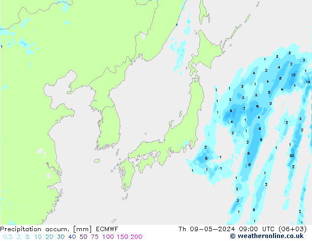 Precipitación acum. ECMWF jue 09.05.2024 09 UTC