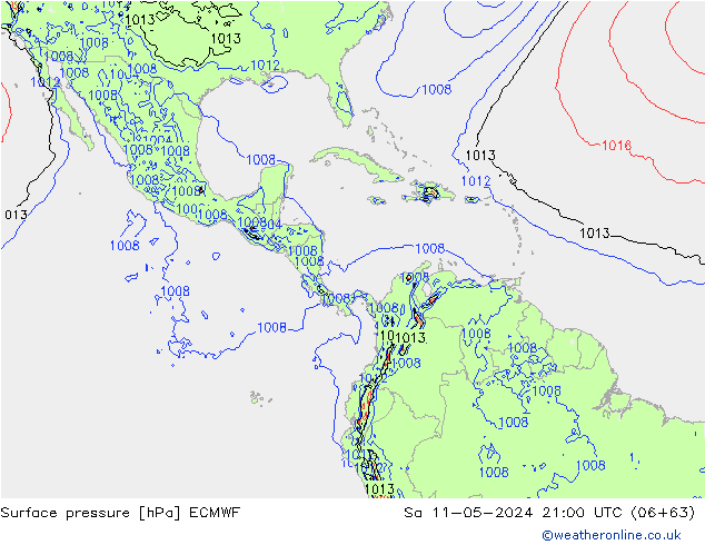 pressão do solo ECMWF Sáb 11.05.2024 21 UTC