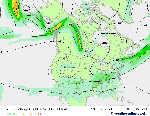 Jet stream/Height 300 hPa ECMWF Fr 10.05.2024 03 UTC