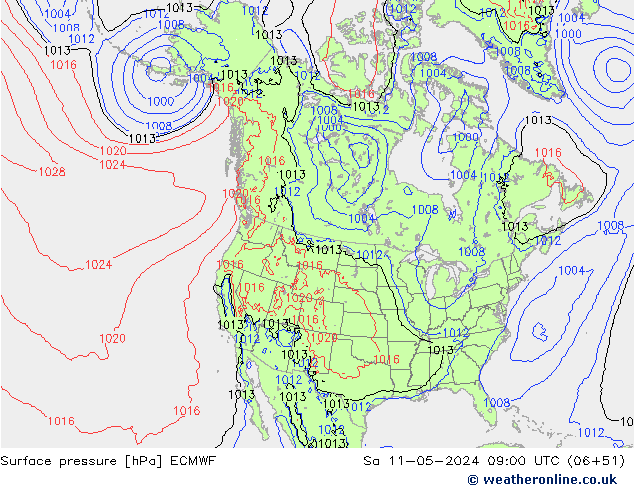 приземное давление ECMWF сб 11.05.2024 09 UTC