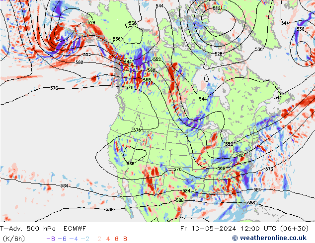 T-Adv. 500 hPa ECMWF Fr 10.05.2024 12 UTC