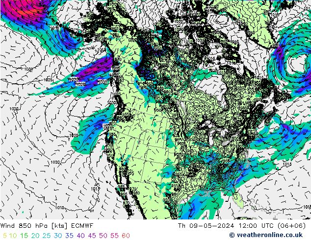 Wind 850 hPa ECMWF Th 09.05.2024 12 UTC