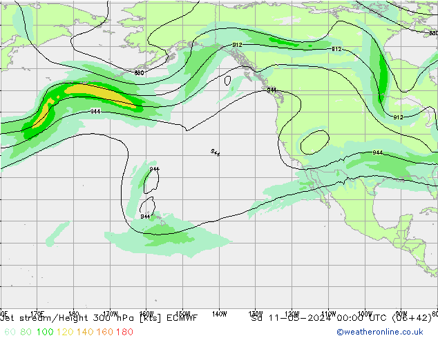 Jet stream/Height 300 hPa ECMWF So 11.05.2024 00 UTC