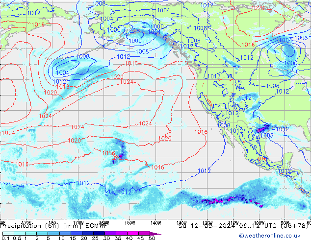 Z500/Yağmur (+YB)/Z850 ECMWF Paz 12.05.2024 12 UTC