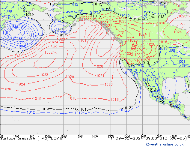 Surface pressure ECMWF Th 09.05.2024 09 UTC