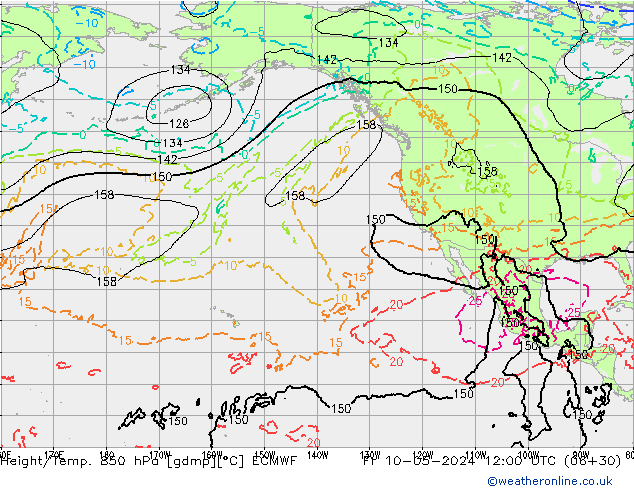 Z500/Rain (+SLP)/Z850 ECMWF Pá 10.05.2024 12 UTC