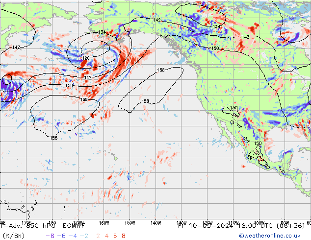 T-Adv. 850 hPa ECMWF Fr 10.05.2024 18 UTC